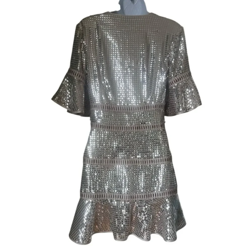 REVOLVE SAYLOR SIDNEY Silver Sequin Mini Elegant Glamour Dress Sz Small